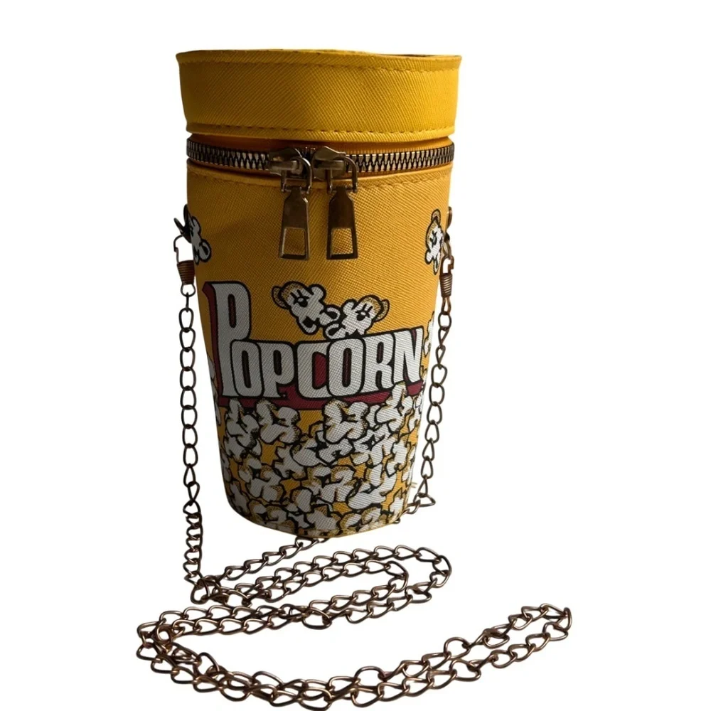 Popcorn Small Bucket Crossbody Bag​ with Chain